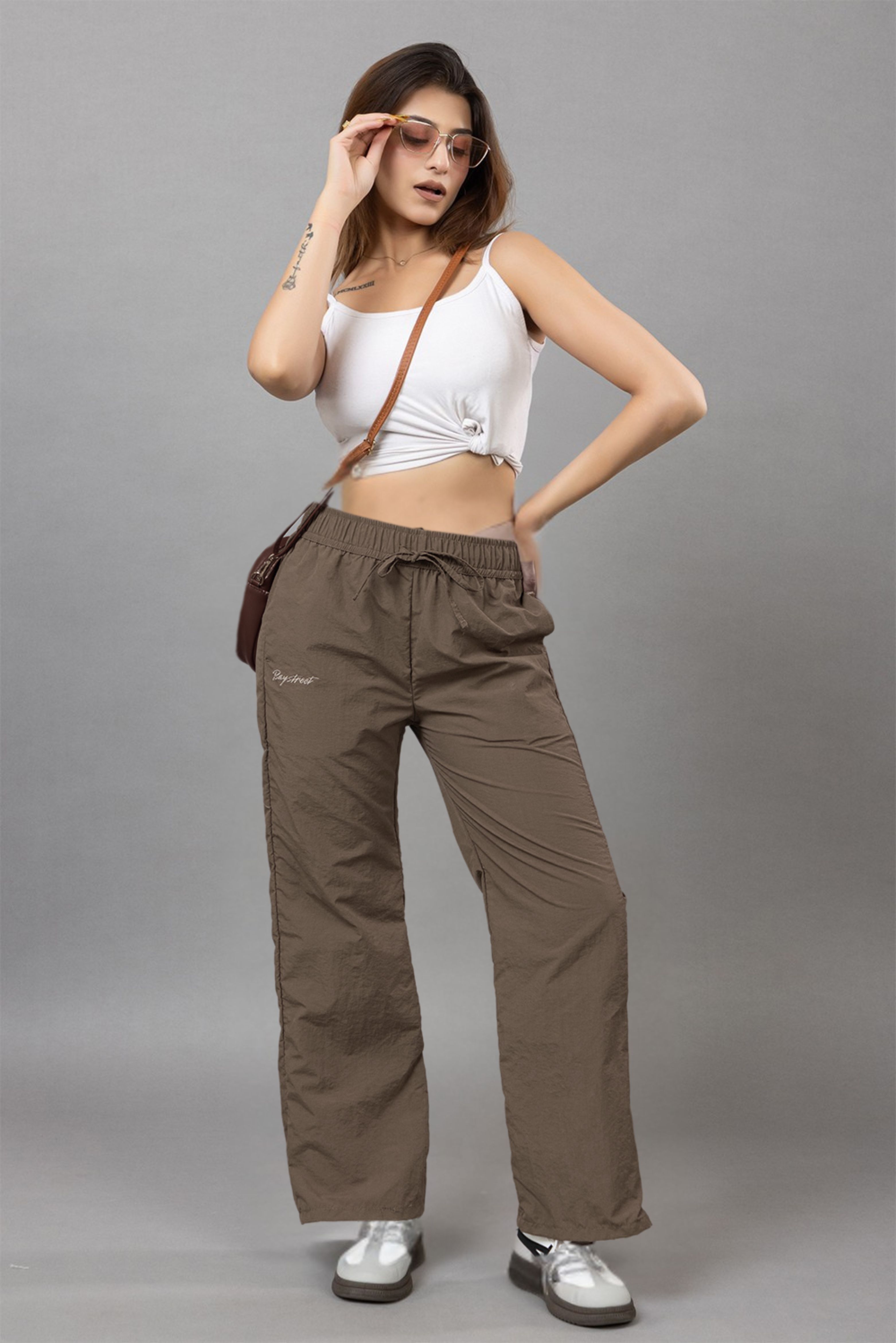 baystreet Women Regular Fit Brown Polyester Trousers-picture-0