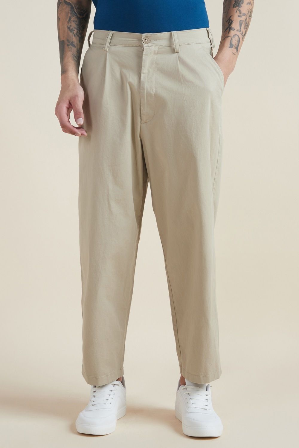 allen solly Men Regular Fit Beige Cotton Blend Trousers-picture-12