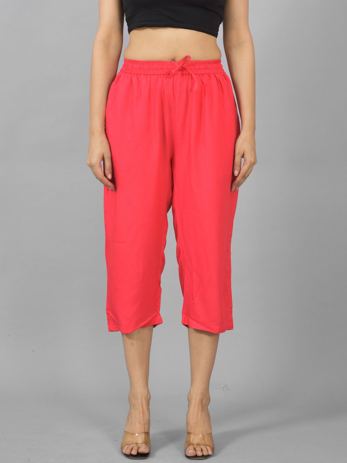 quaclo Women Red Capri-picture-18
