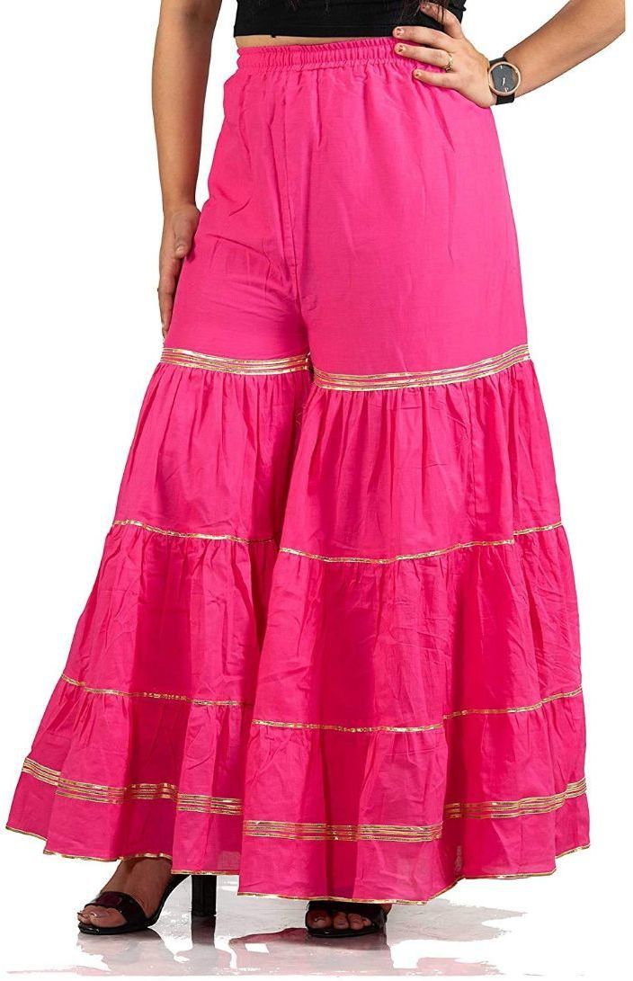 pi world Women Flared Pink Viscose Rayon Trousers-picture-18