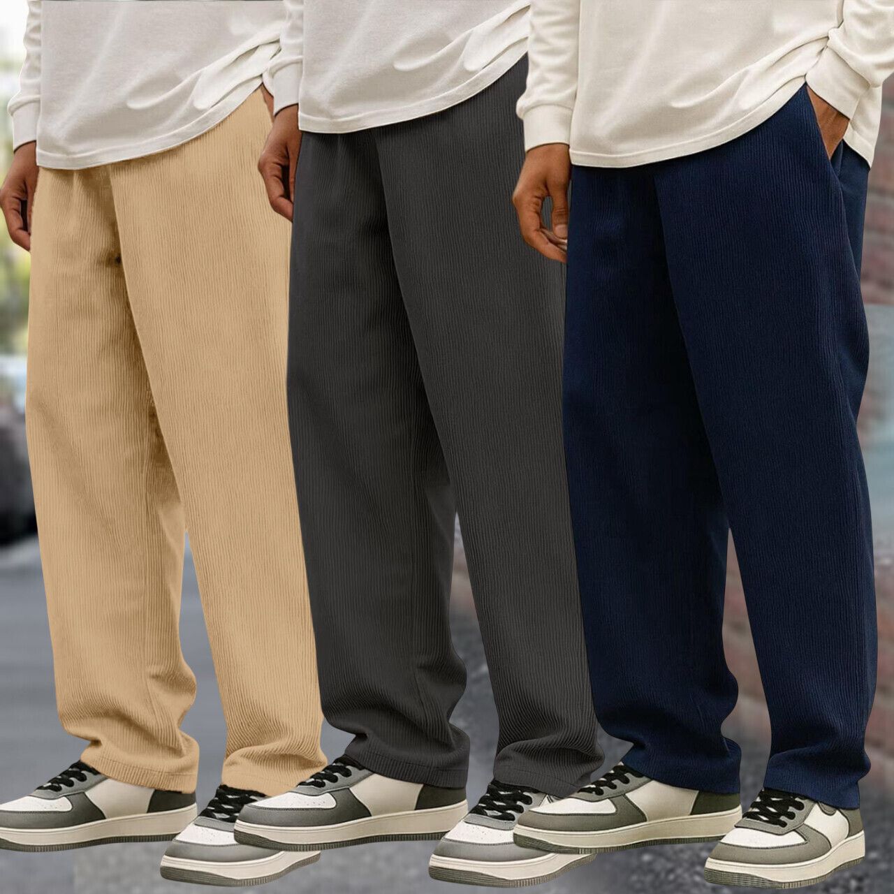 Relaxed Men Multicolor Cotton Blend Trousers