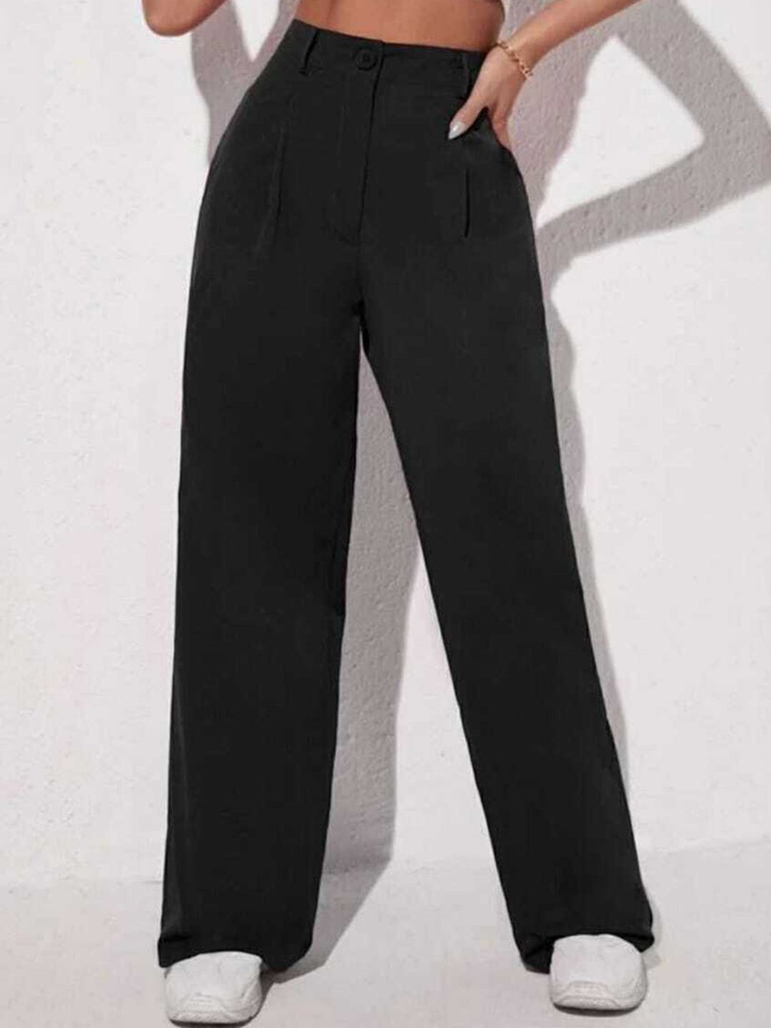 broadstar Women Loose Fit Black Lycra Blend Trousers-picture-19