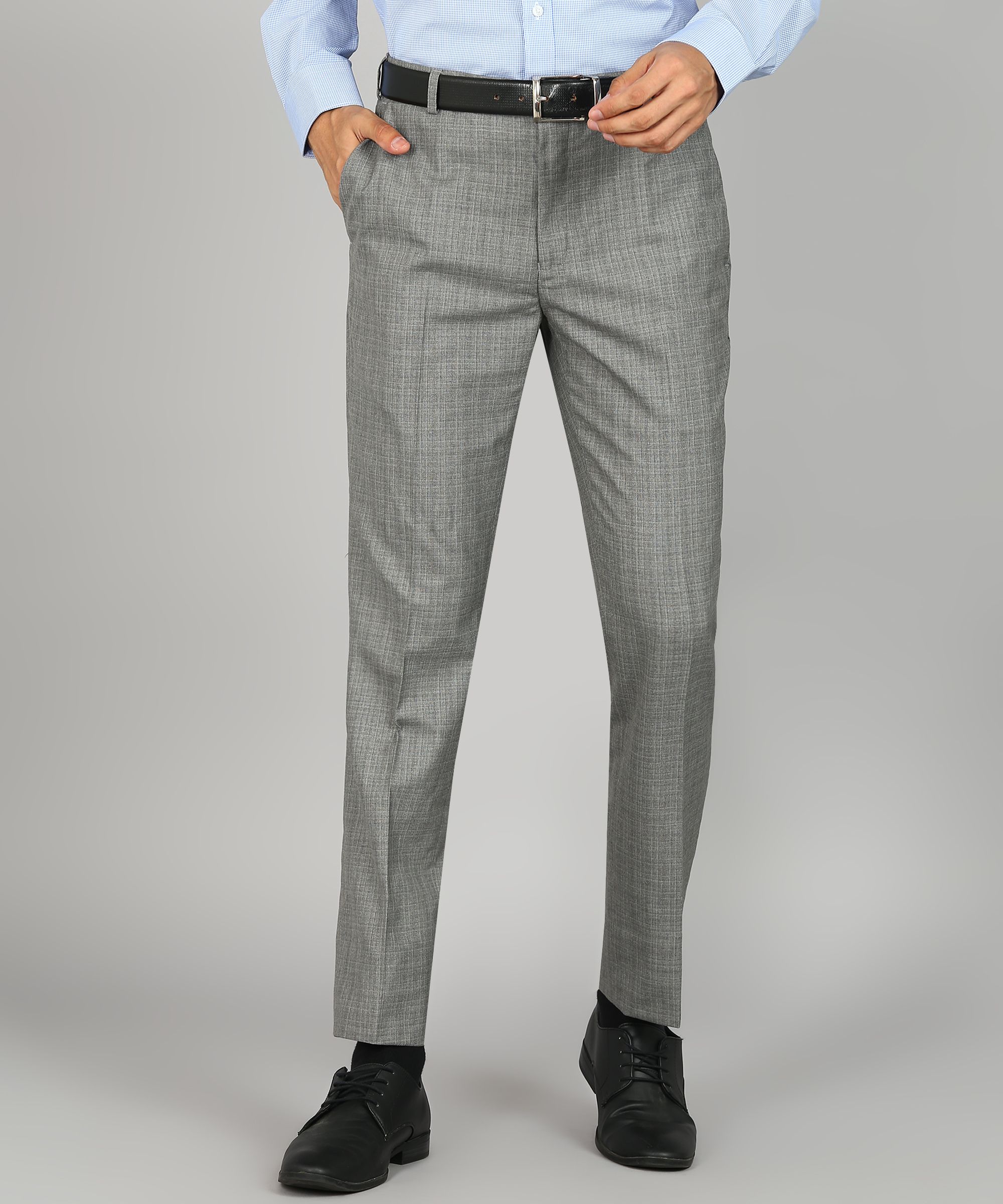 raymond Men Slim Fit Grey Polyester Trousers-picture-25