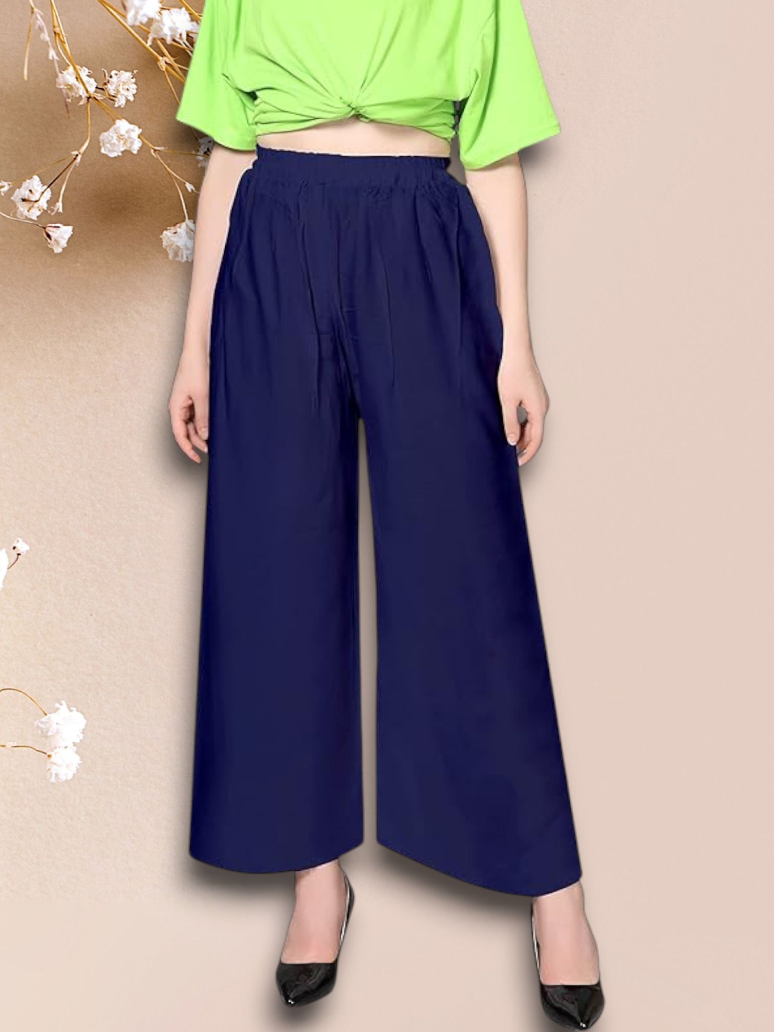 acd Women Comfort Fit Blue Viscose Rayon Trousers-picture-10