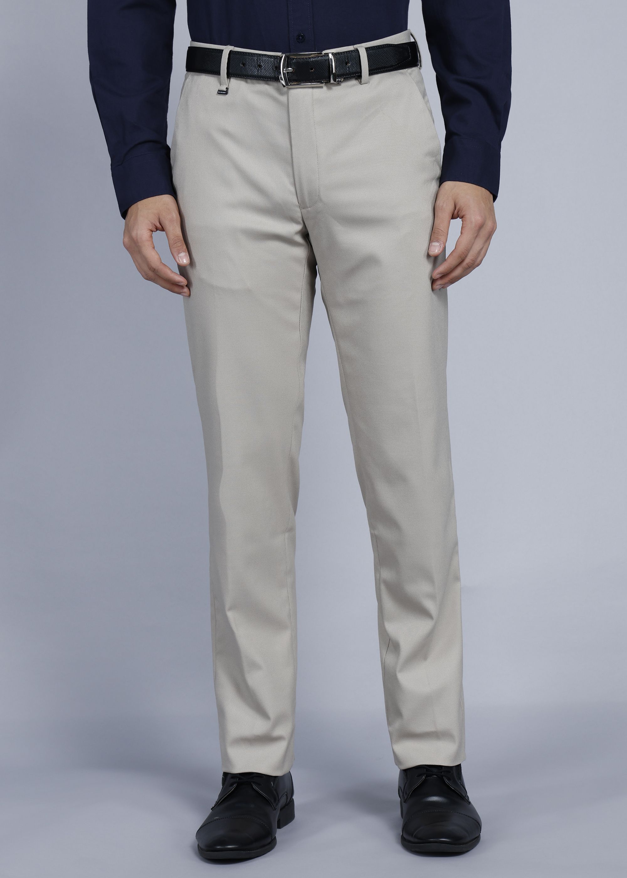 van heusen Men Slim Fit Beige Polyester Trousers-picture-14