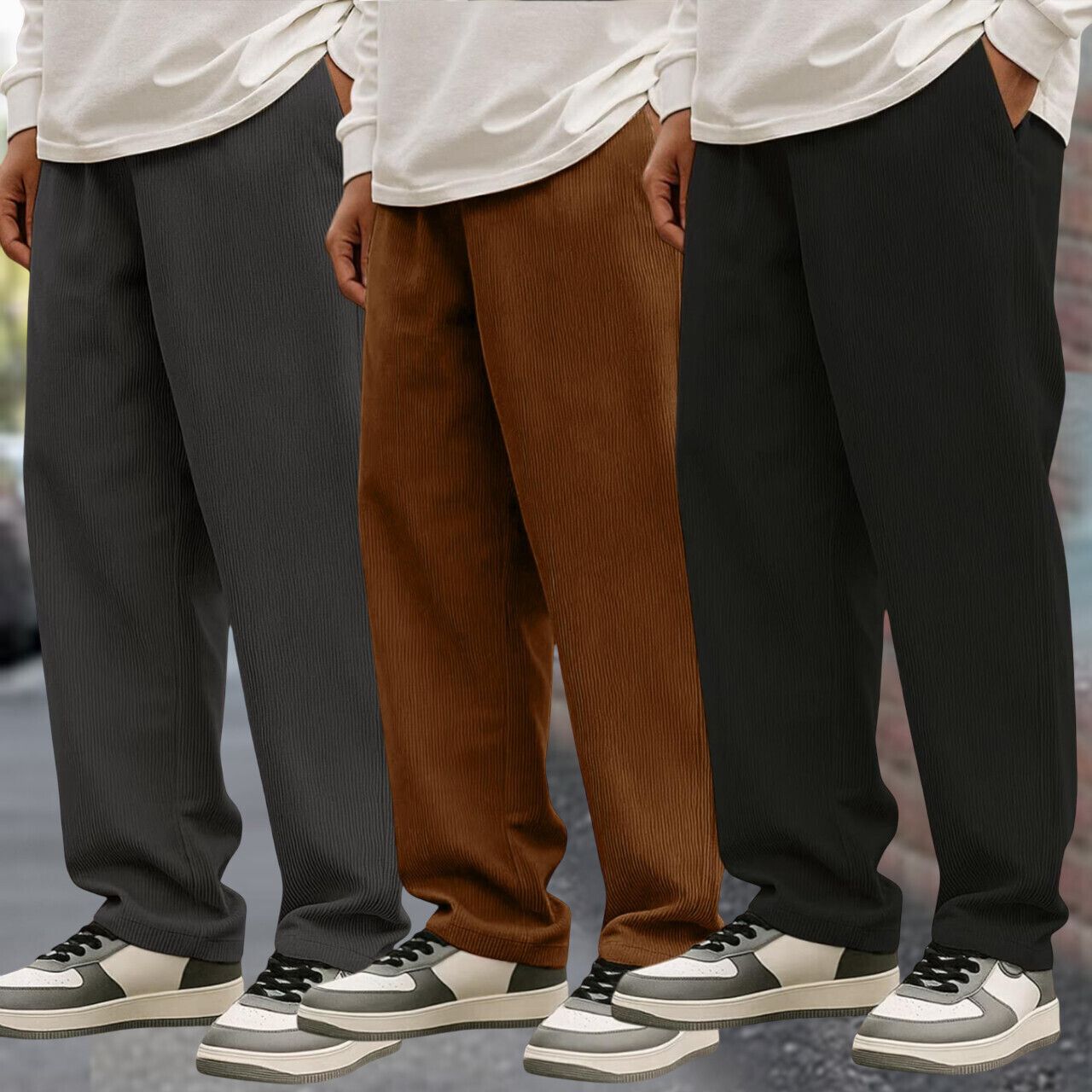 Relaxed Men Multicolor Cotton Blend Trousers