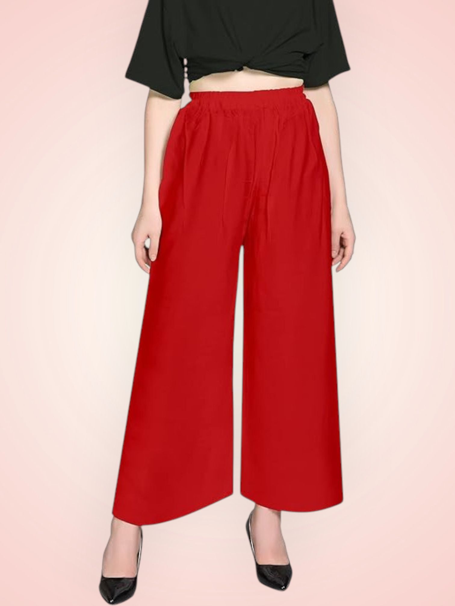 acd Women Comfort Fit Red Viscose Rayon Trousers-picture-47