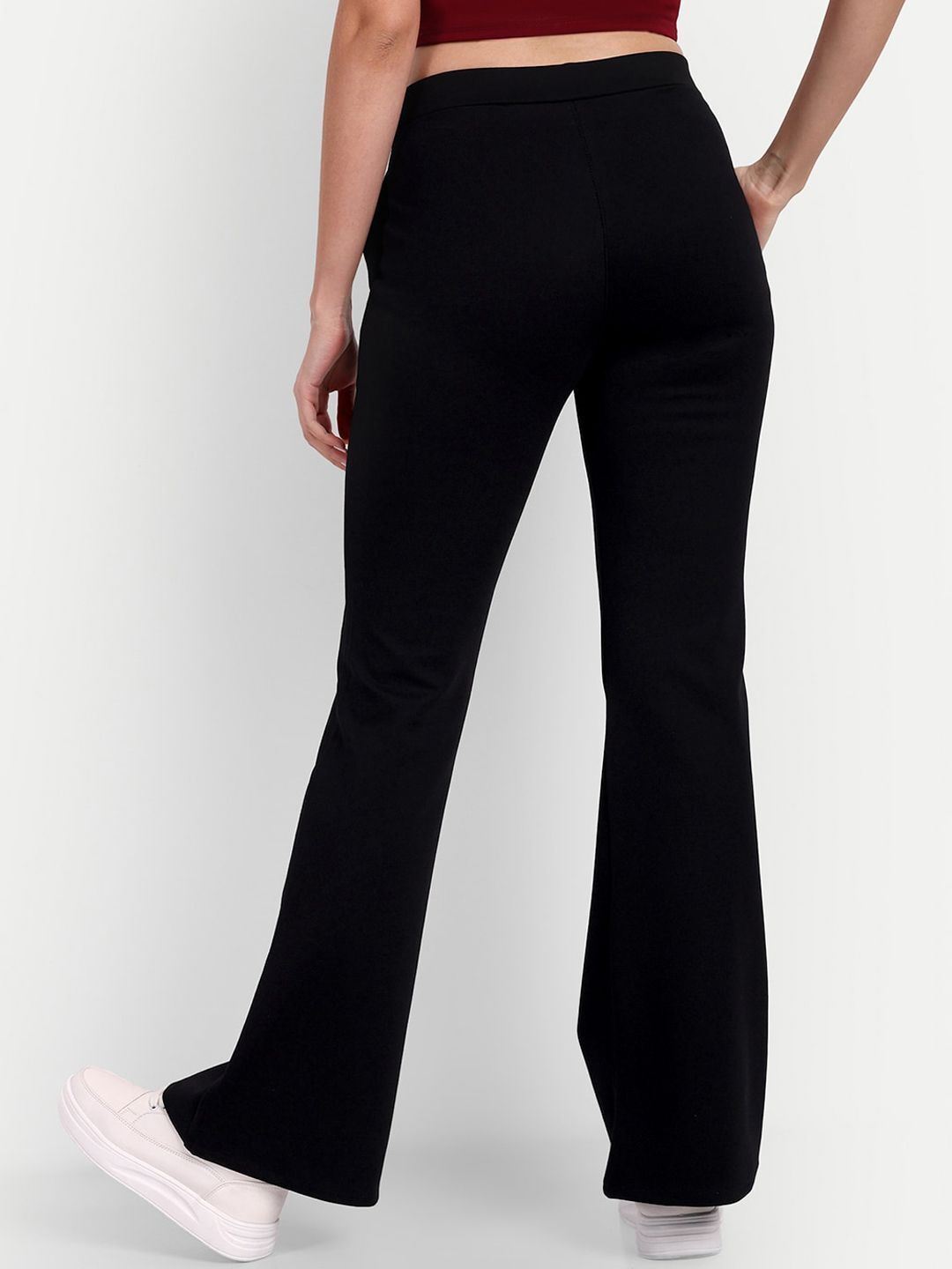 broadstar Women Flared Black Lycra Blend Trousers-picture-17