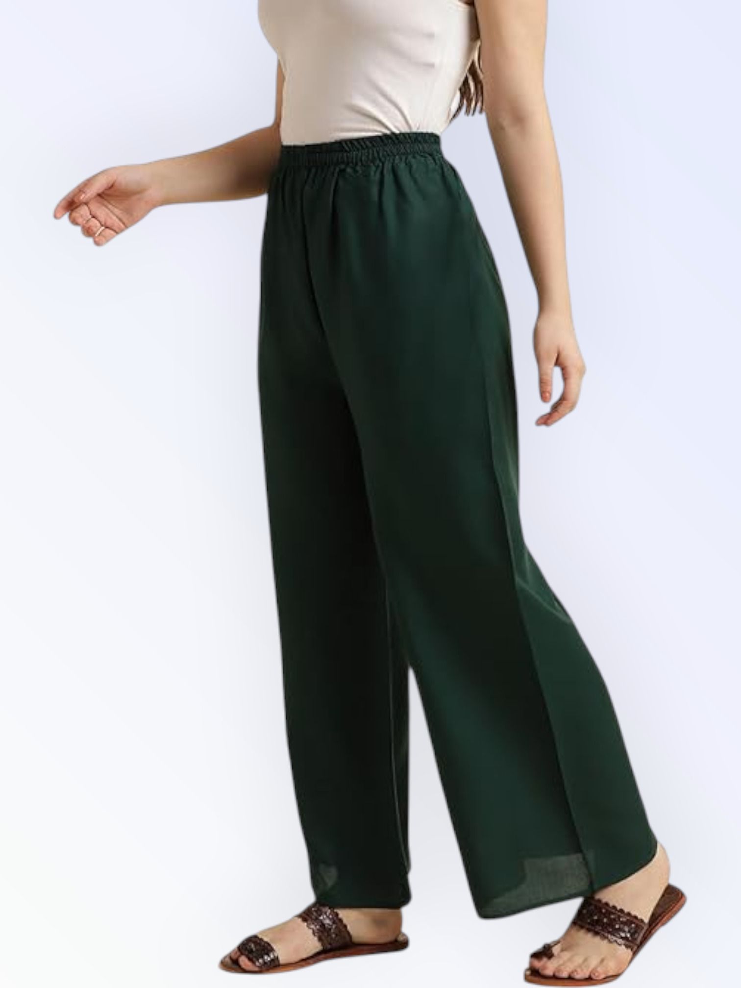 acd Women Comfort Fit Green Viscose Rayon Trousers-picture-15