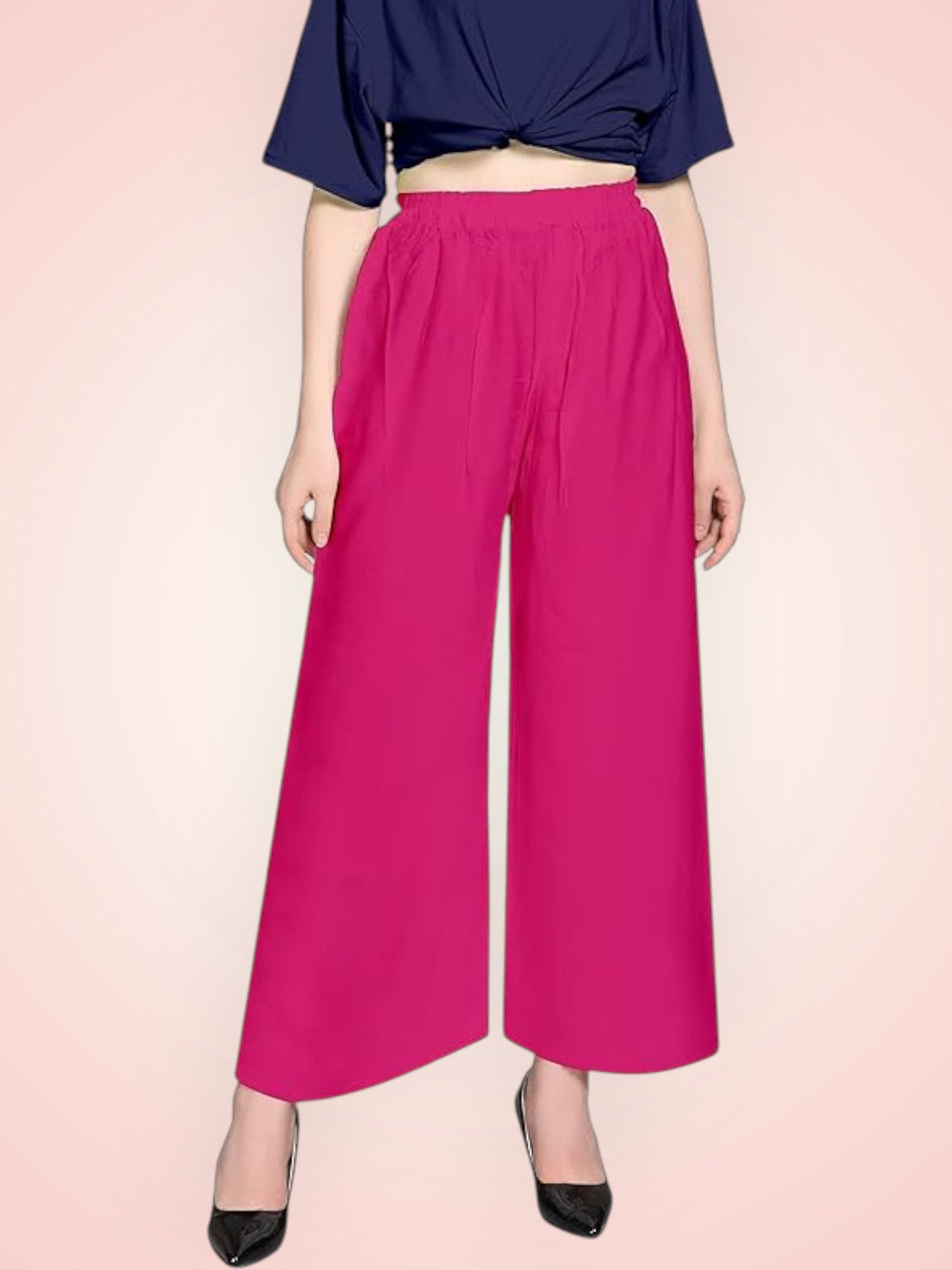 acd Women Comfort Fit Pink Viscose Rayon Trousers-picture-24