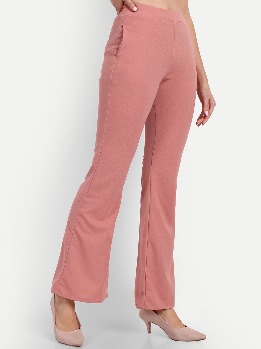 broadstar Women Flared Pink Polyester Trousers-picture-15