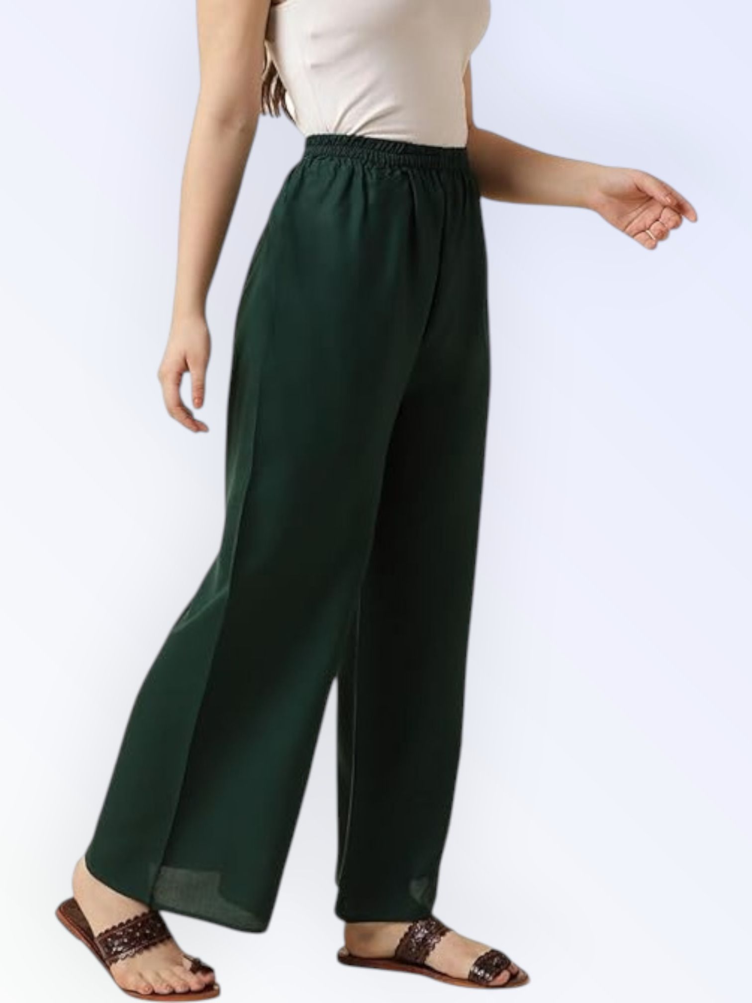 acd Women Comfort Fit Green Viscose Rayon Trousers-picture-24