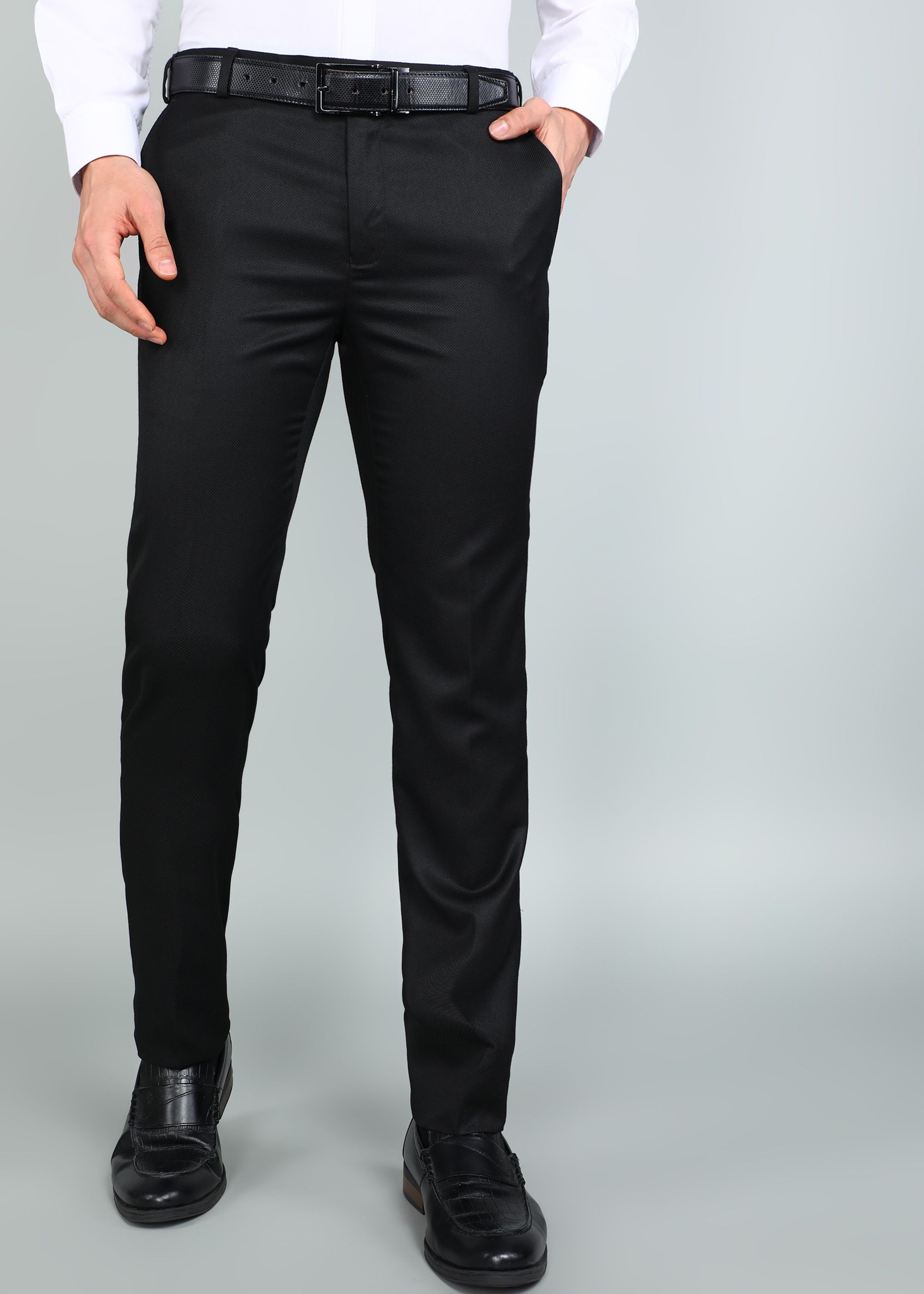 raymond Men Slim Fit Black Polyester Trousers-picture-20