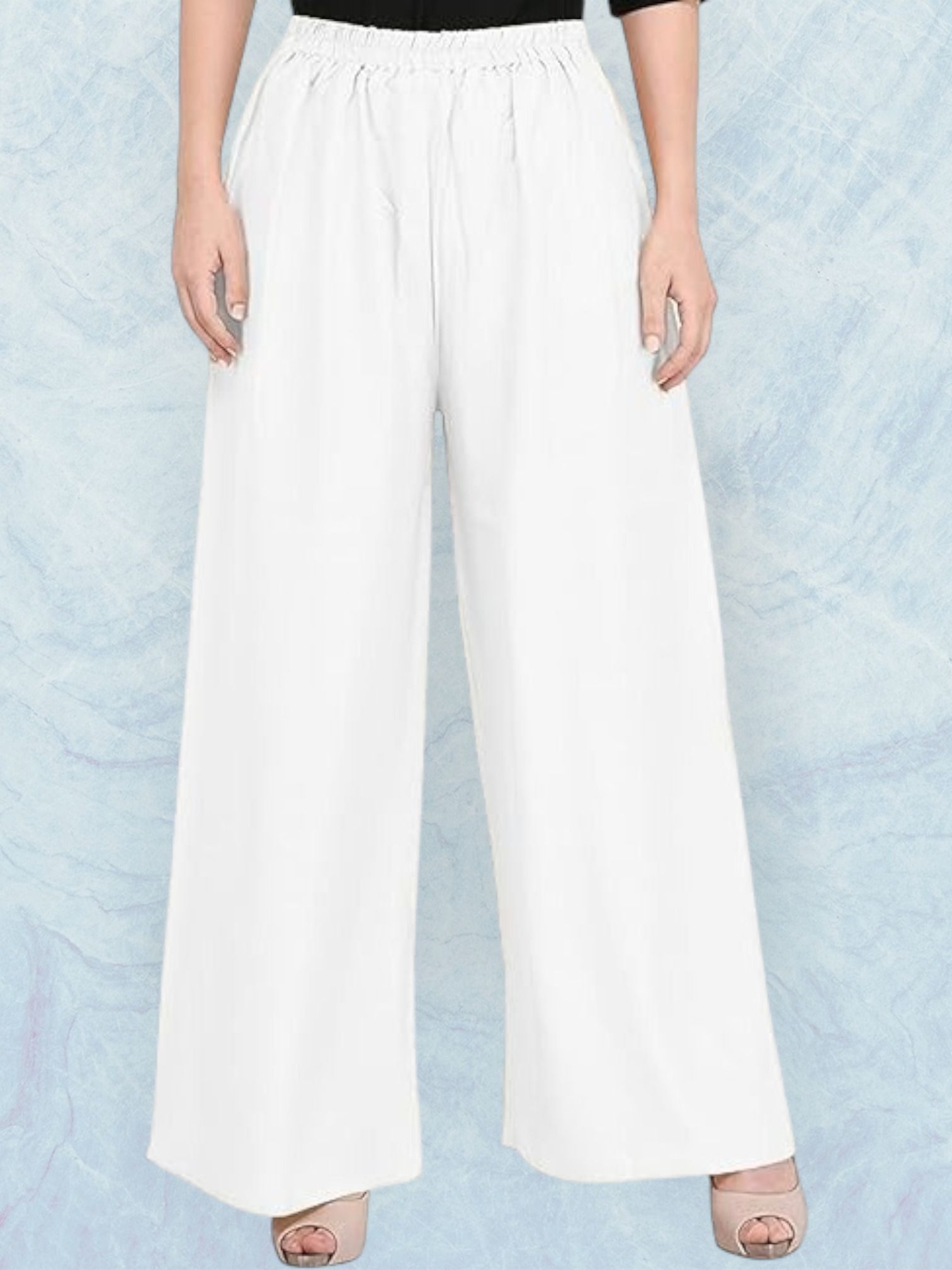 acd Women Comfort Fit White Viscose Rayon Trousers-picture-49