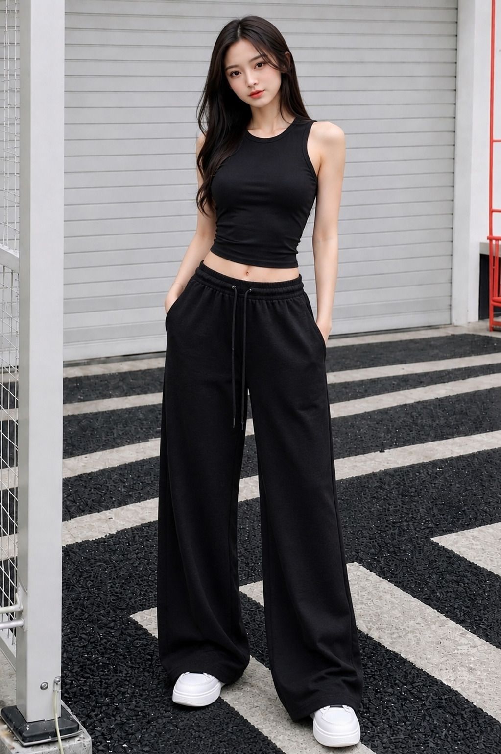Women Loose Fit Black Cotton Blend Trousers-image-2