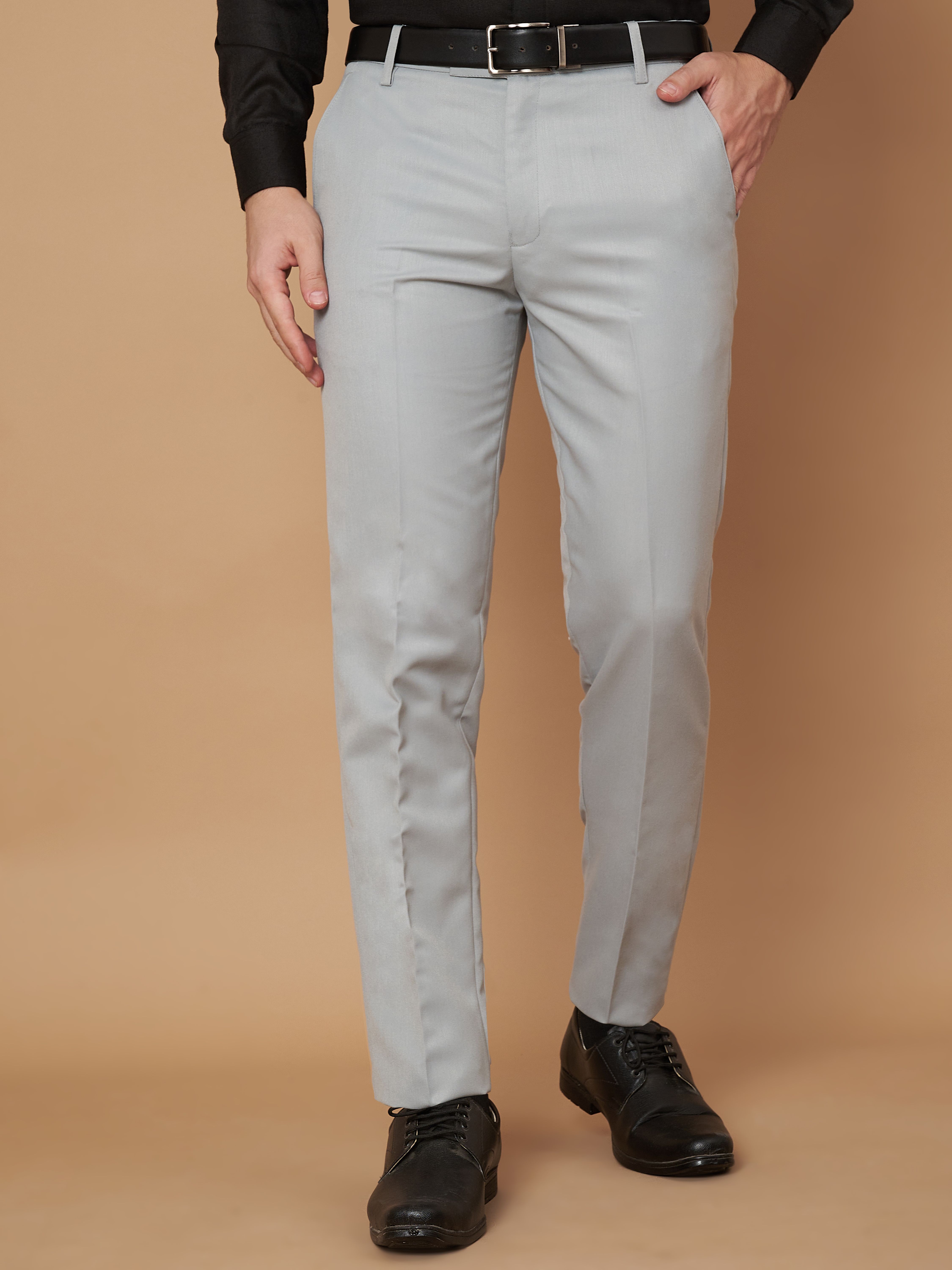 cyphus Men Slim Fit Grey Viscose Rayon Trousers-picture-20