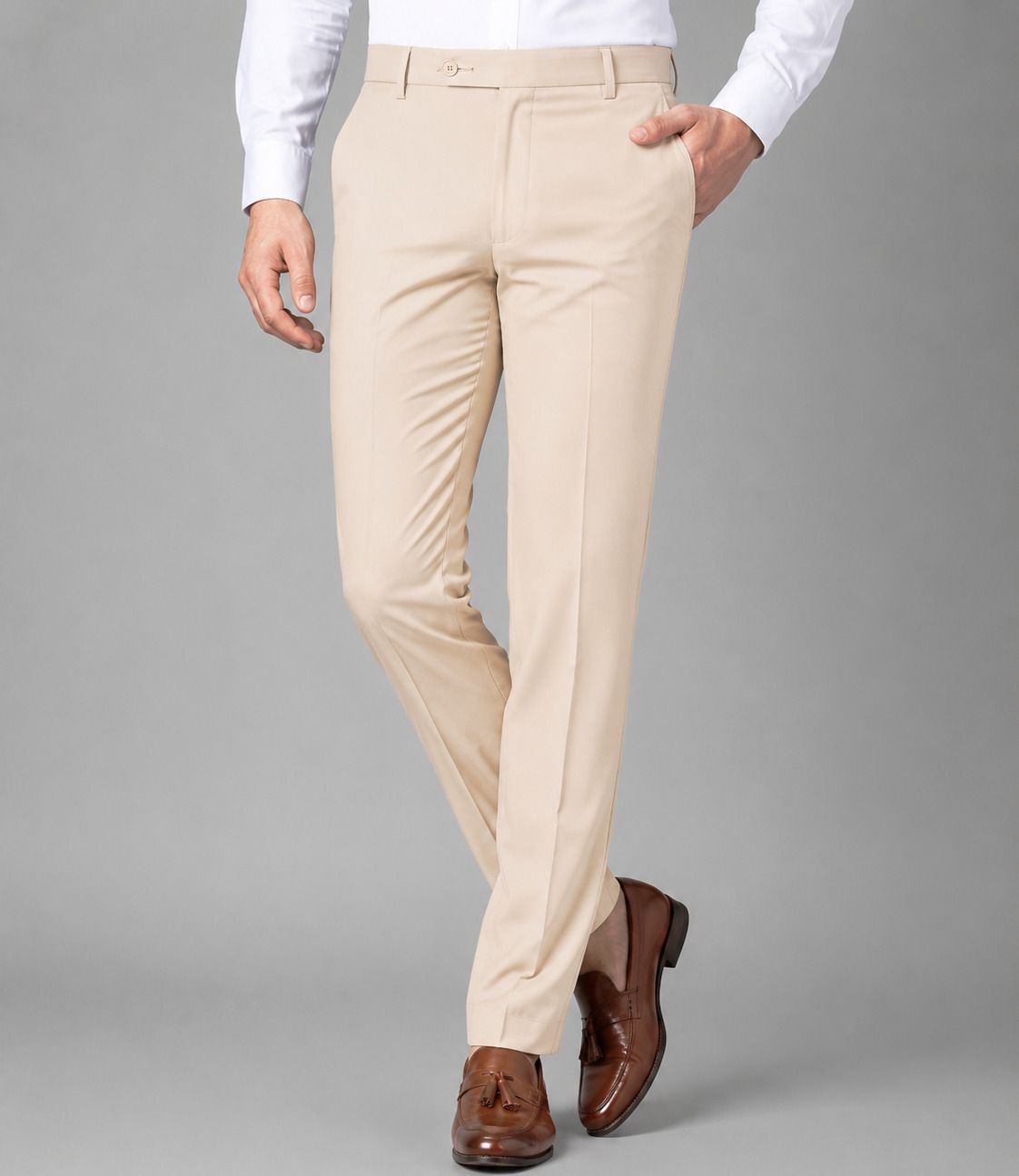 metronaut Regular Fit Men Cream Cotton Blend Trousers-picture-20