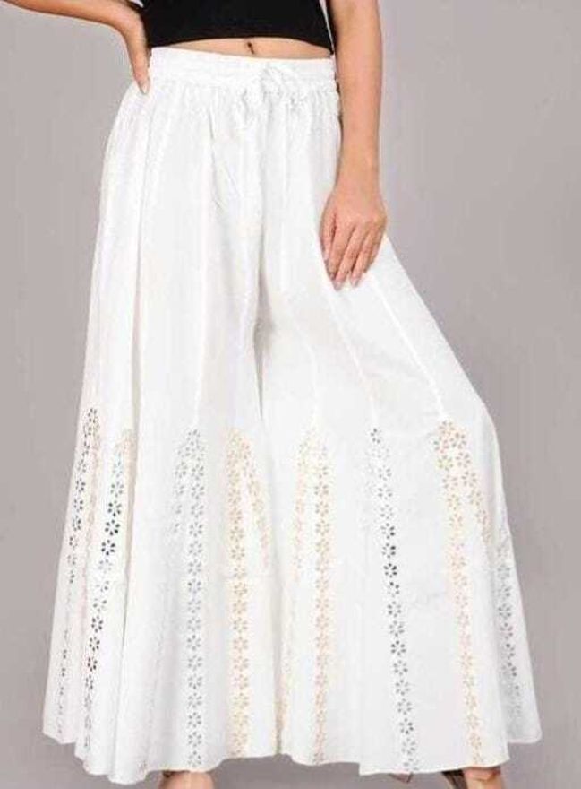 shafaq enterprises Women Comfort Fit White Viscose Rayon Trousers-picture-17