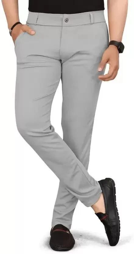 bidatsh trend Men Regular Fit Grey Lycra Blend Trousers-picture-25