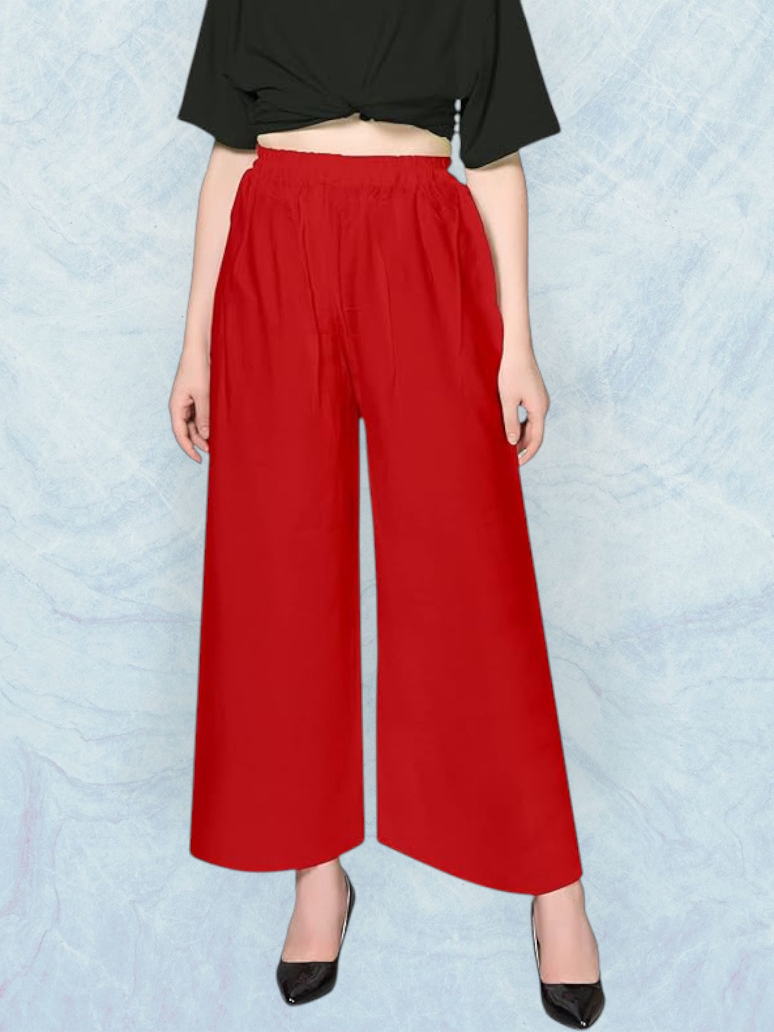 acd Women Comfort Fit Red Viscose Rayon Trousers-picture-33