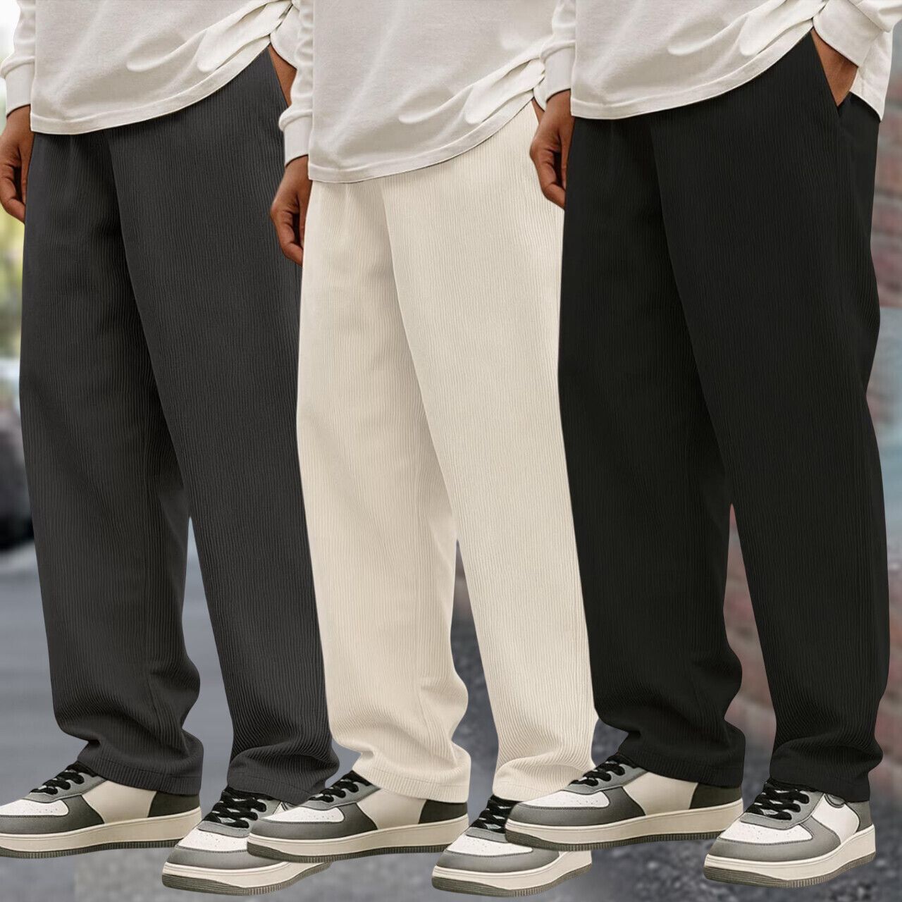 Men Relaxed Multicolor Cotton Blend Trousers