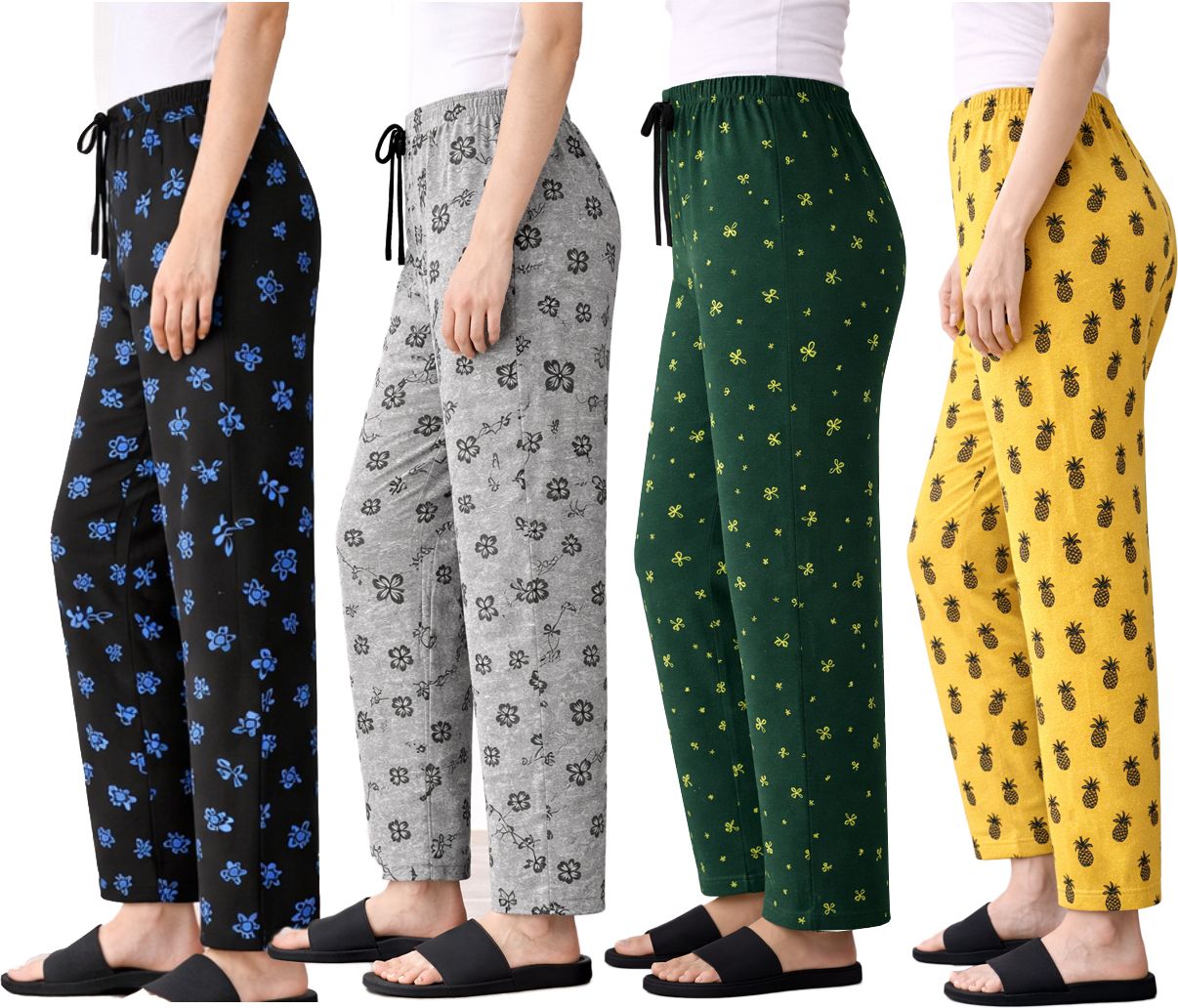 zivora Pack of 4 Women Regular Fit Multicolor Cotton Blend Trousers-picture-12