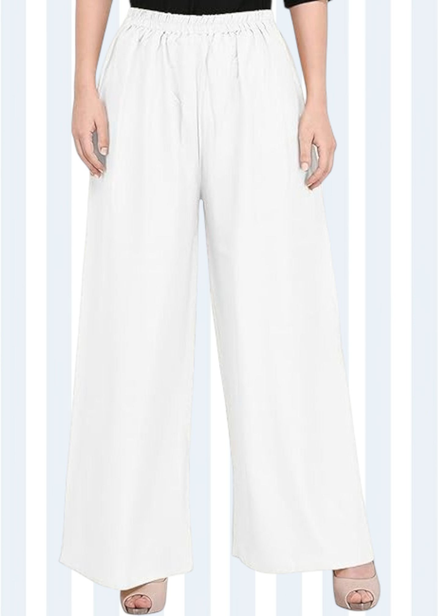 acd Women Comfort Fit White Viscose Rayon Trousers-picture-30