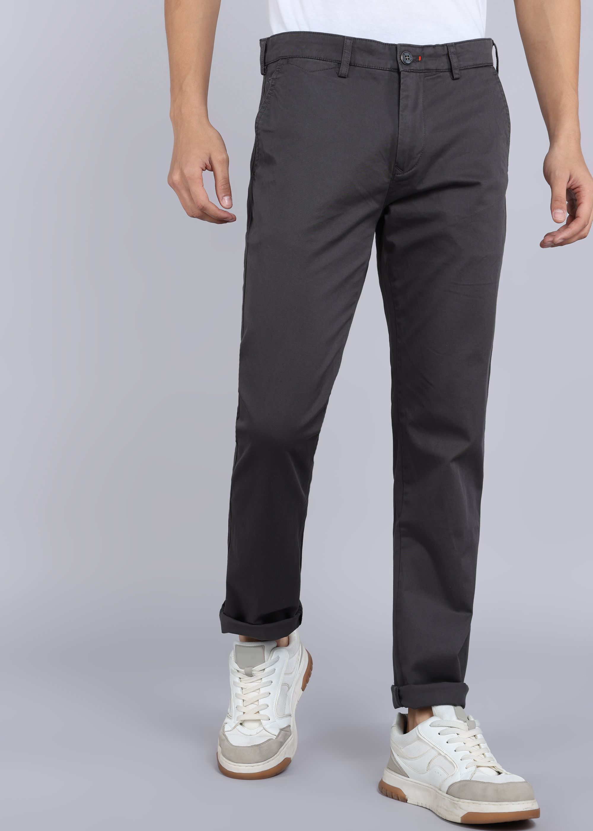 killer Men Slim Fit Grey Lycra Blend Trousers-picture-14