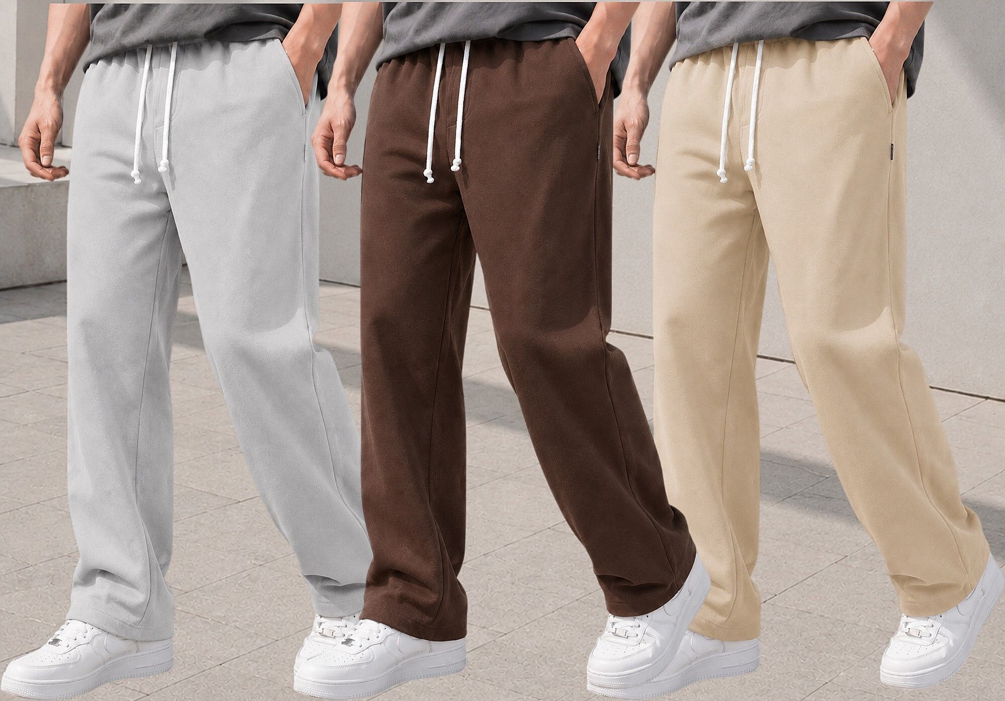 Loose Fit Men Multicolor Cotton Blend Trousers-image-12