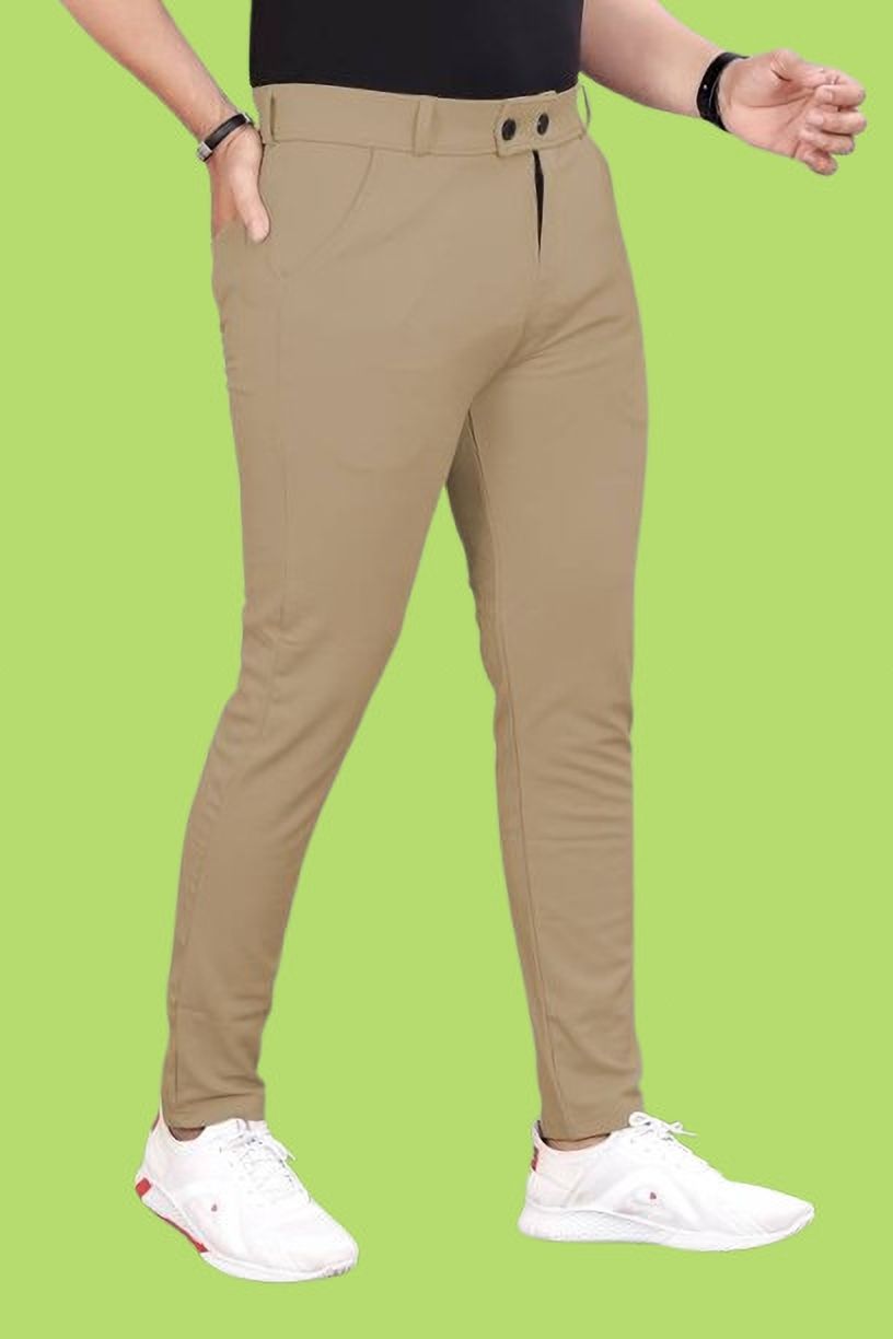 metronaut Regular Fit Men Beige Lycra Blend Trousers-picture-29