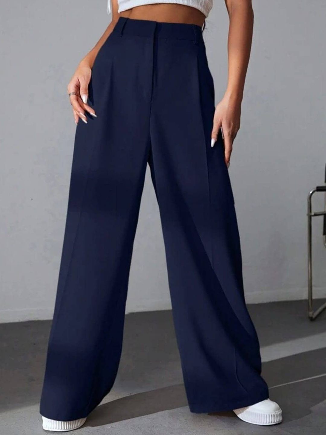 broadstar Women Regular Fit Blue Polyester Trousers-picture-28