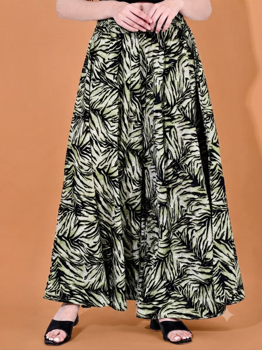 Women Flared Green Cotton Blend Trousers-image-49