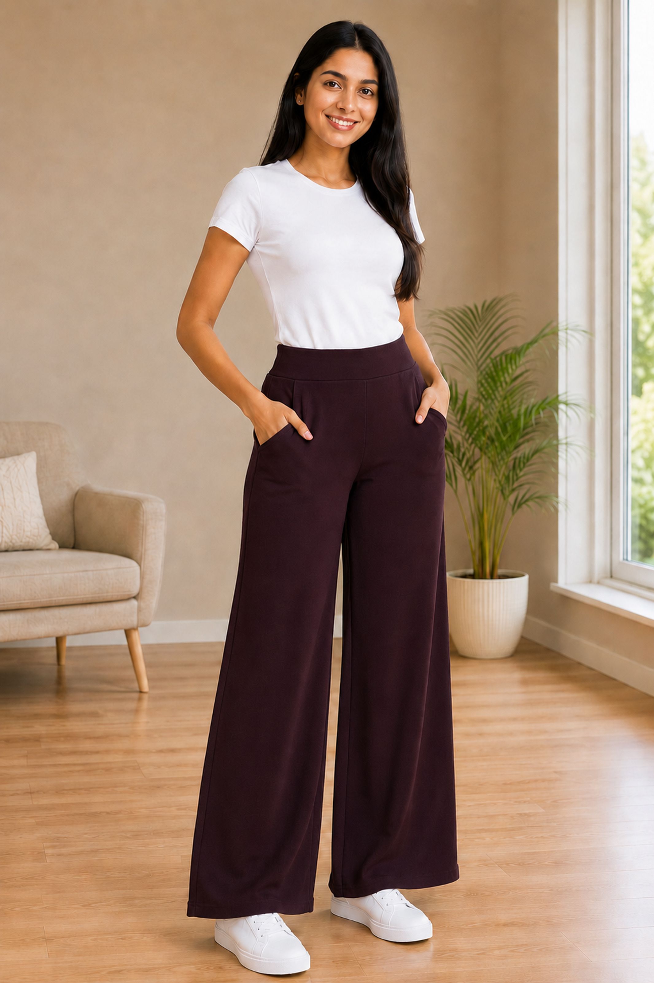 jackboy Women Straight Fit Purple Polycotton Trousers-picture-21