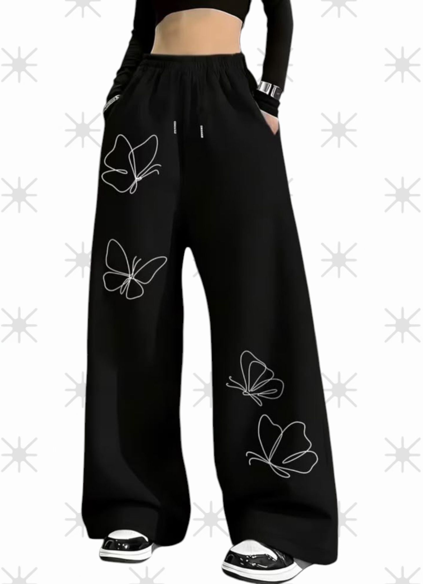 Women Printed Black Track Pants-image-42