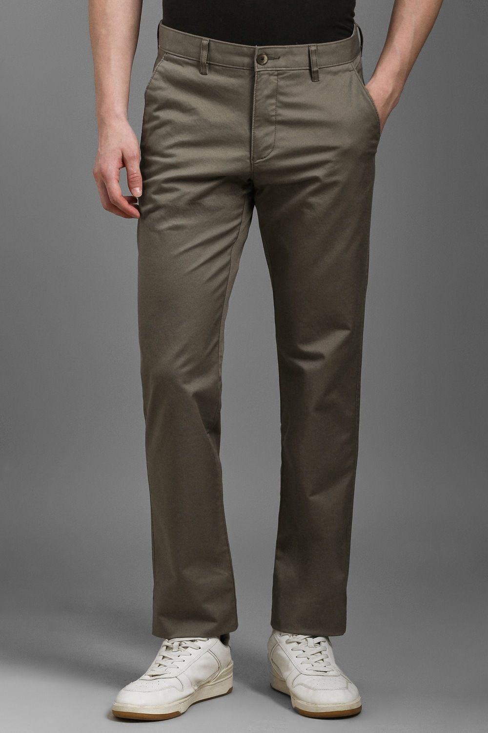 louis philippe sport Men Slim Fit Brown Cotton Blend Trousers-picture-11