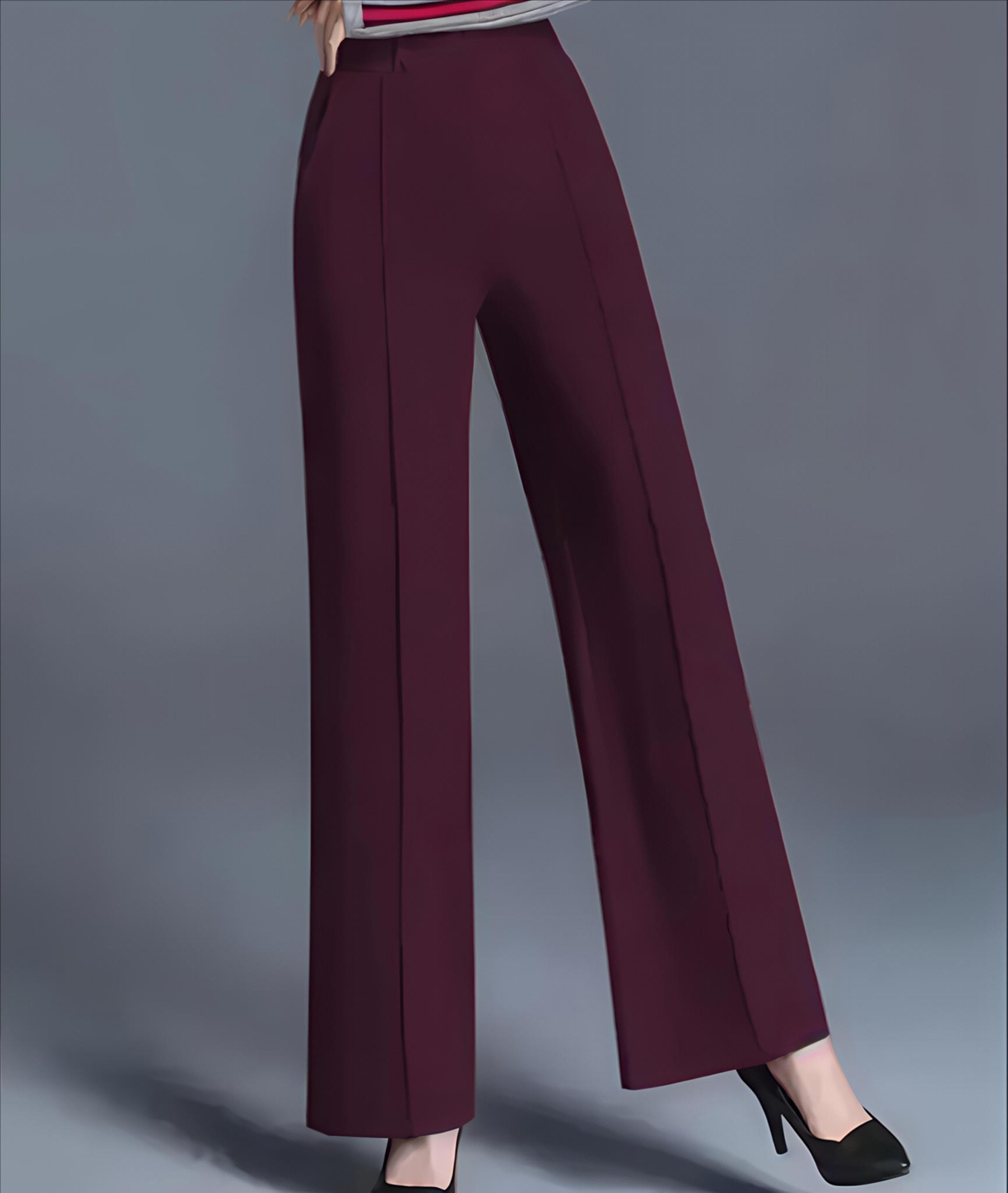 Women Flared White Lycra Blend Trousers-image-47