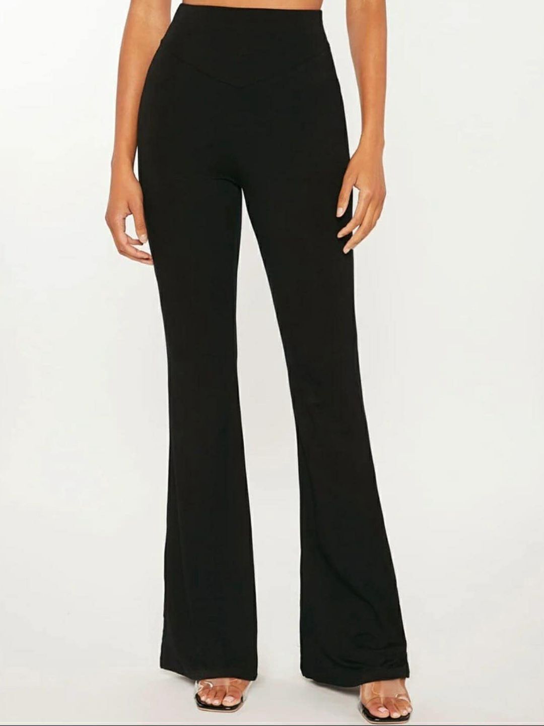 broadstar Women Flared Black Lycra Blend Trousers-picture-12