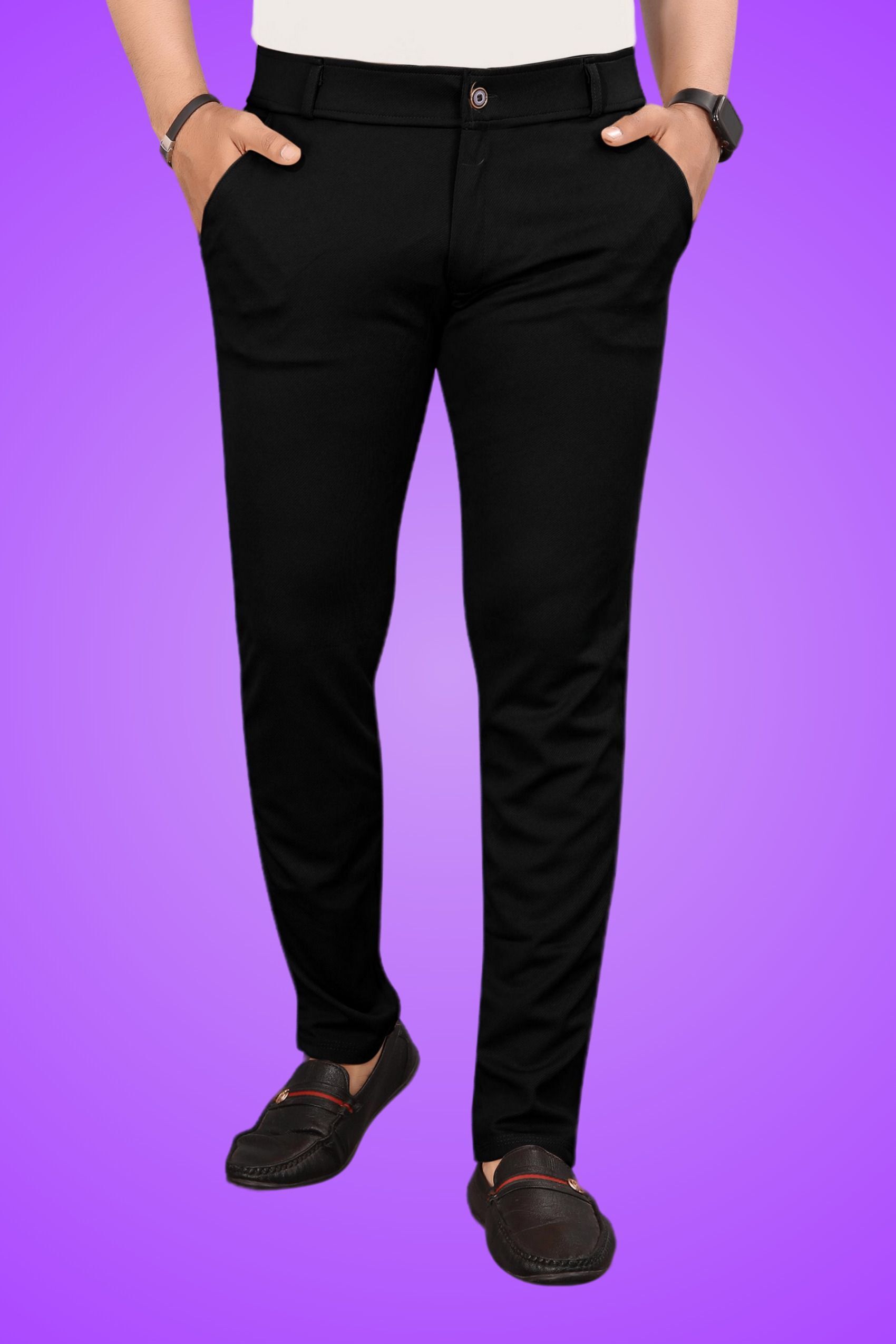 bidatsh trend Men Regular Fit Black Lycra Blend Trousers-picture-38