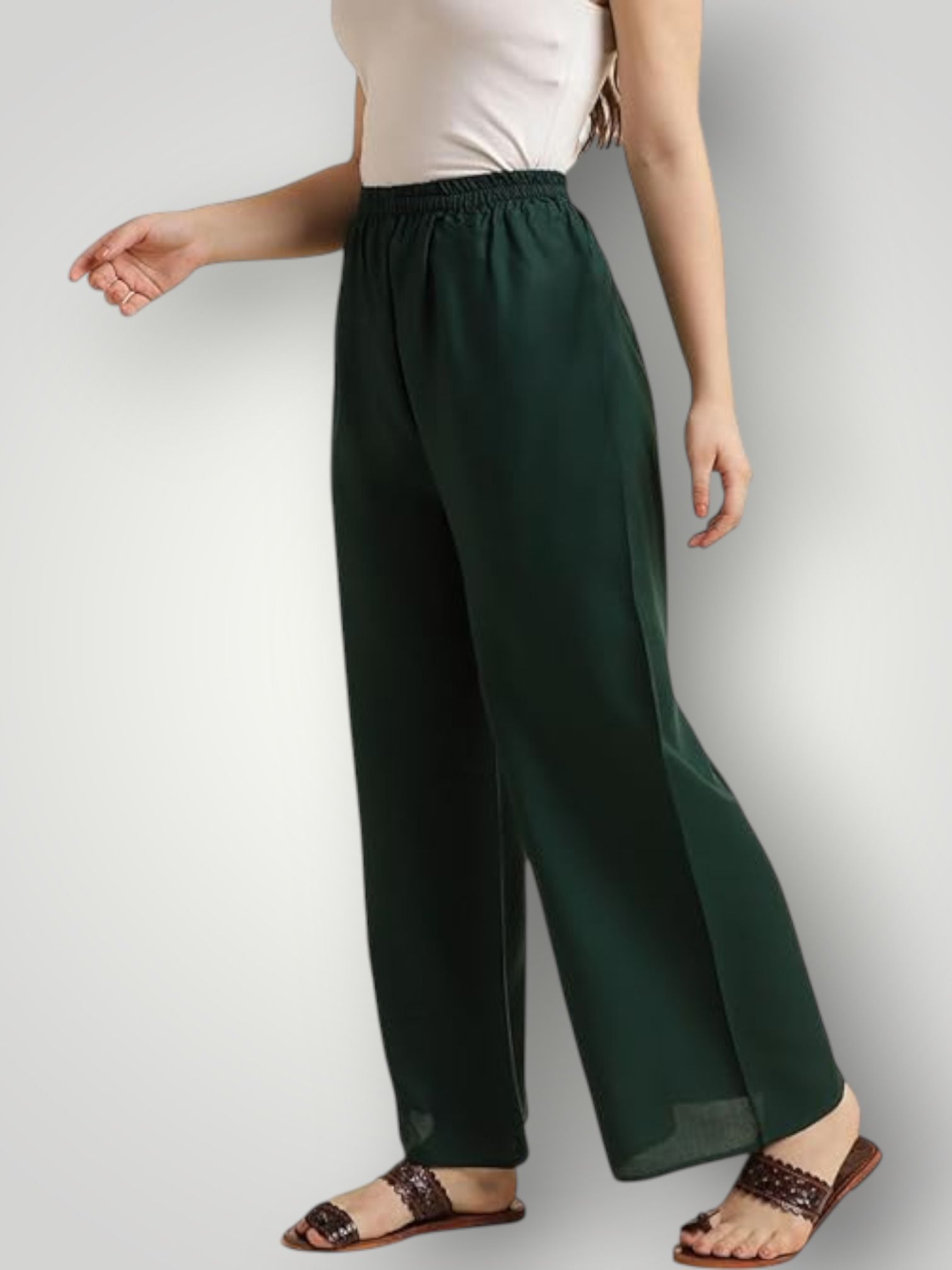 acd Women Comfort Fit Green Viscose Rayon Trousers-picture-28