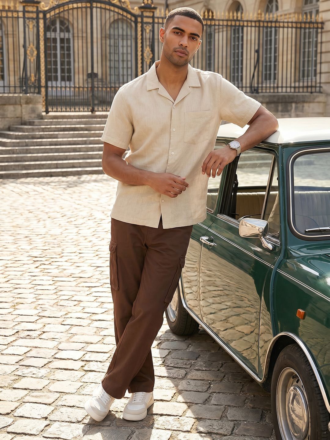 Men Relaxed Brown Pure Cotton Trousers-image-19