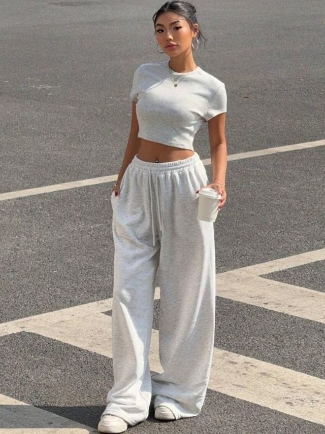 Women Self Design Grey Track Pants-image-26