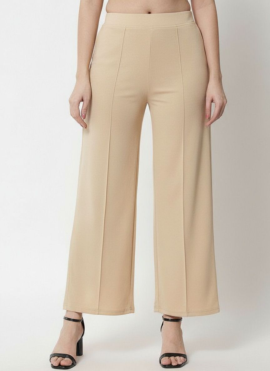gheiebvdo Women Regular Fit Beige Viscose Rayon Trousers-picture-10