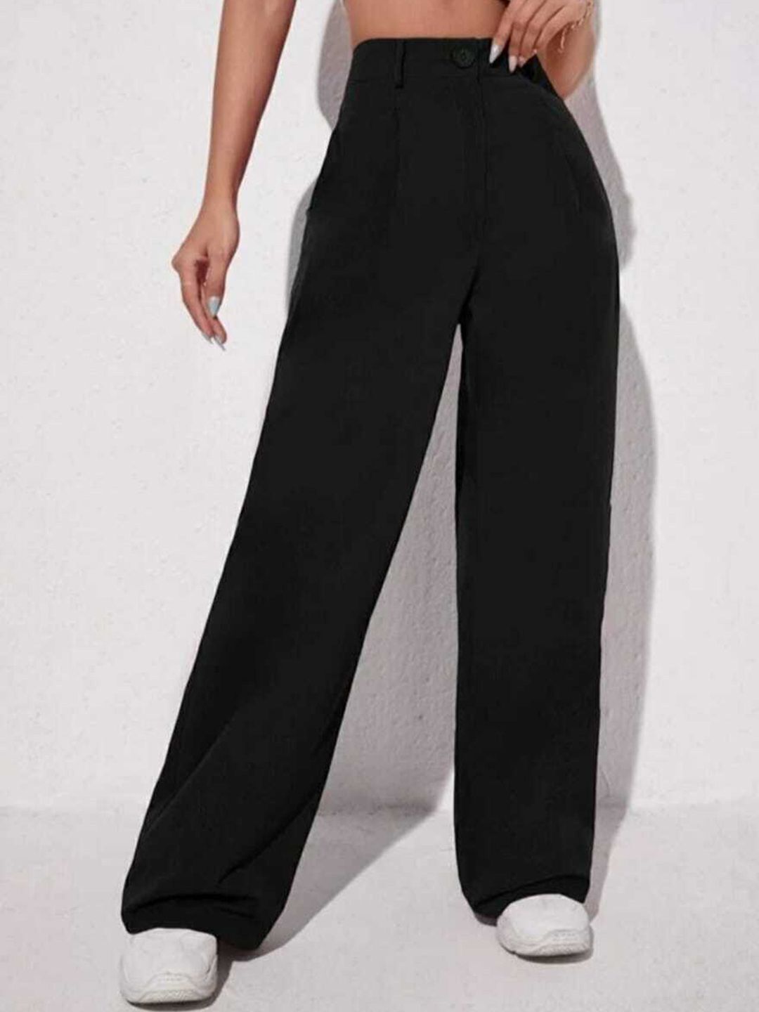 broadstar Women Loose Fit Black Lycra Blend Trousers-picture-41