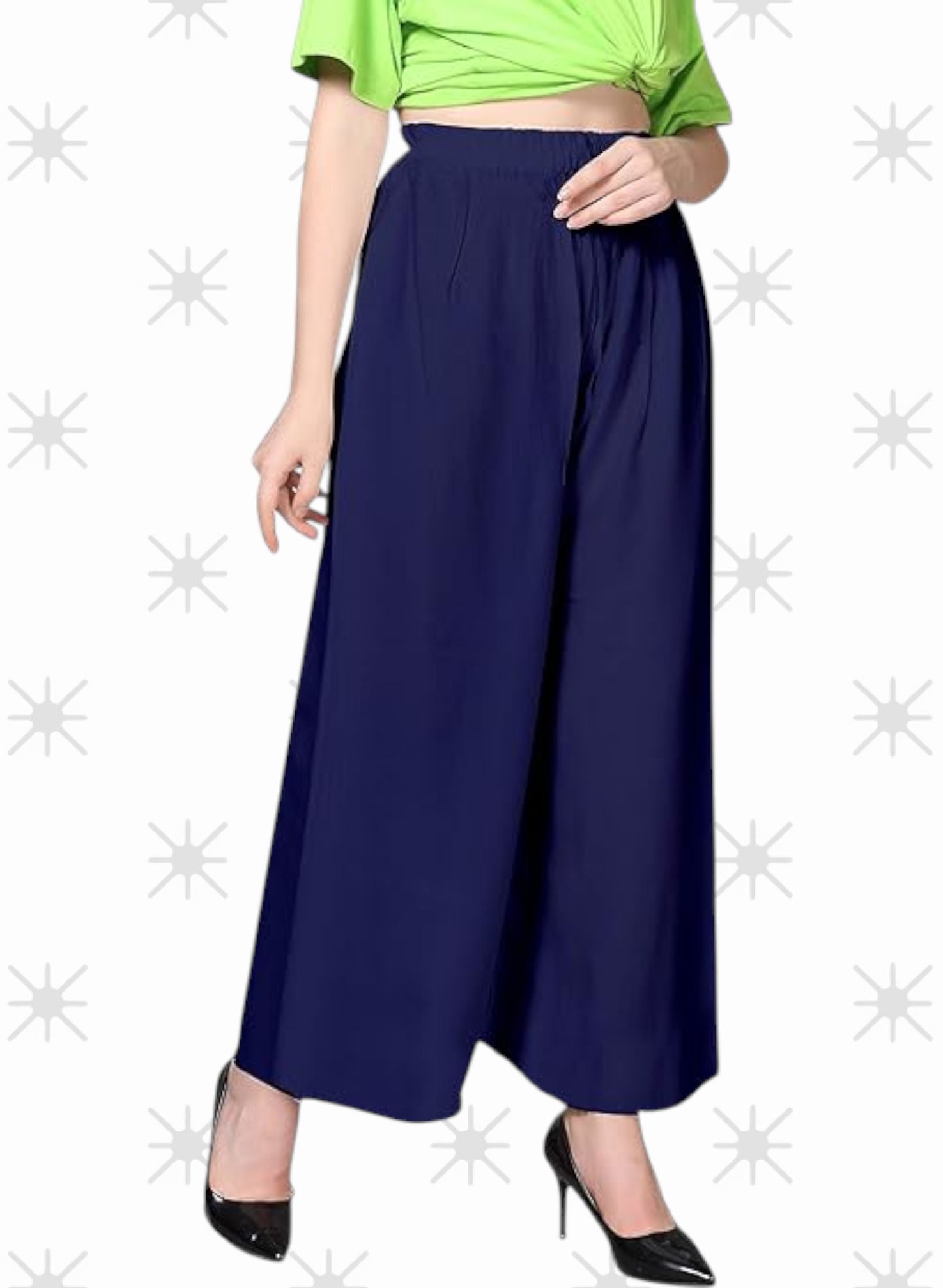 acd Women Comfort Fit Blue Viscose Rayon Trousers-picture-5