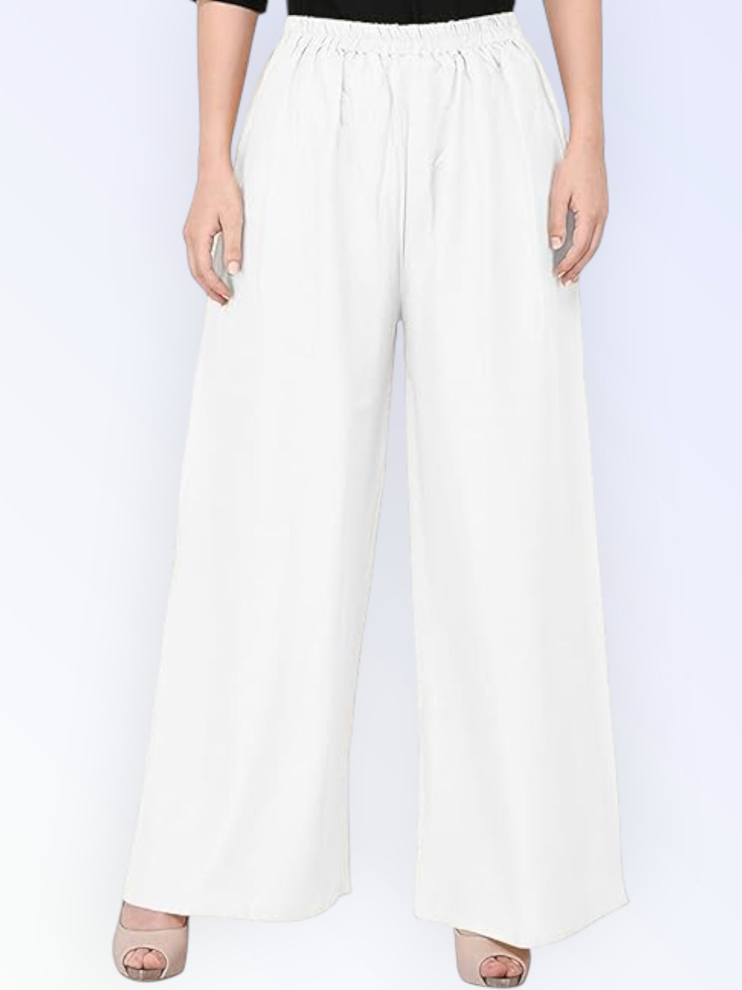 acd Women Comfort Fit White Viscose Rayon Trousers-picture-41