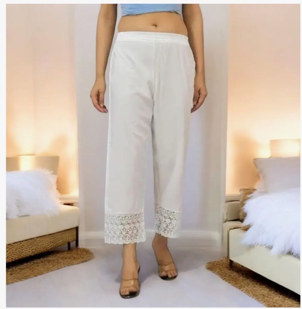 srs germents Women Comfort Fit White Viscose Rayon Trousers-picture-21