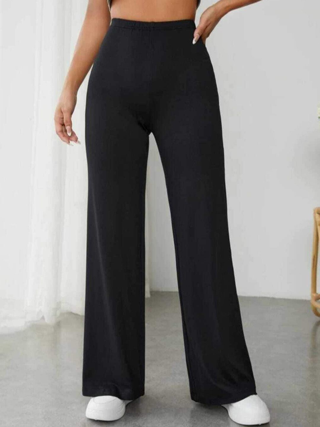 broadstar Women Loose Fit Black Viscose Rayon Trousers-picture-22