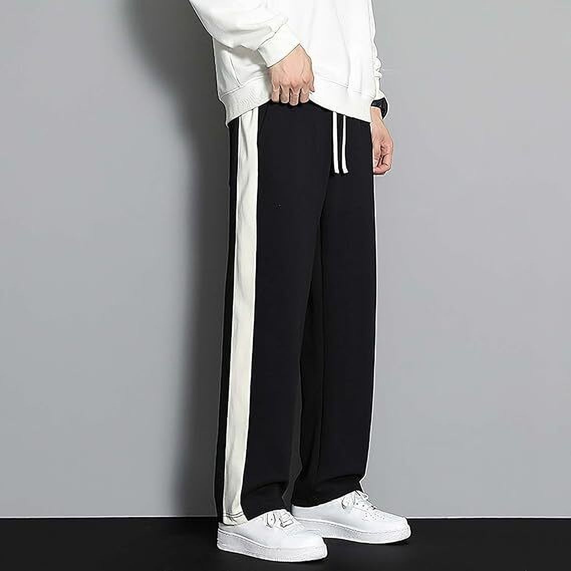 indiclub Men Loose Fit Black, White Polycotton Trousers-picture-22