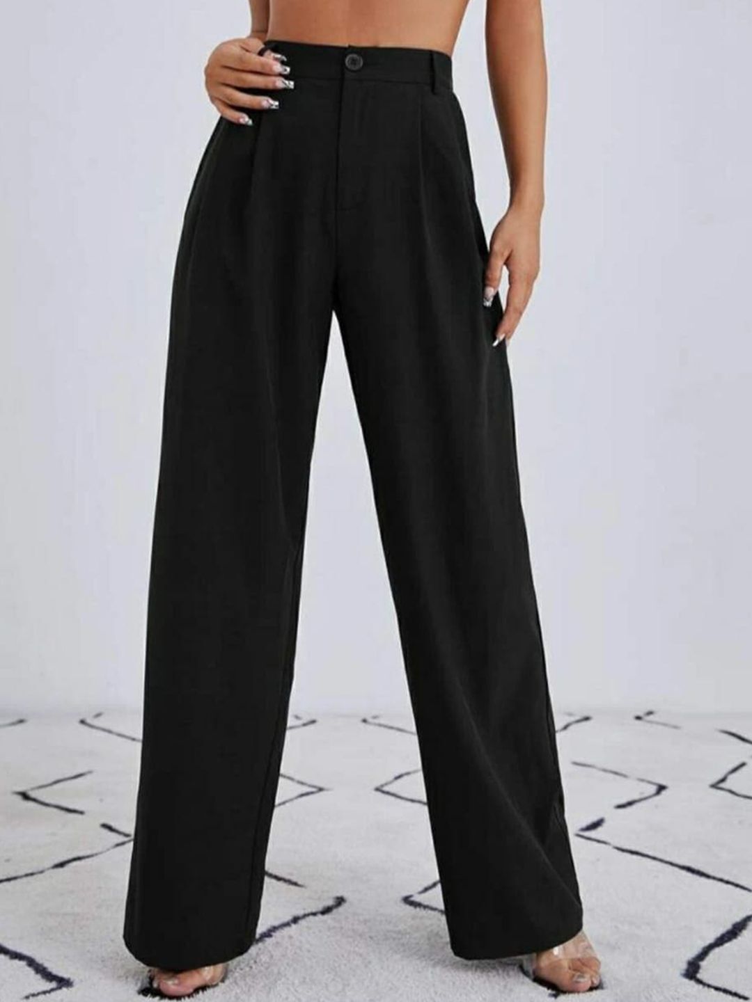 broadstar Women Loose Fit Black Lycra Blend Trousers-picture-22
