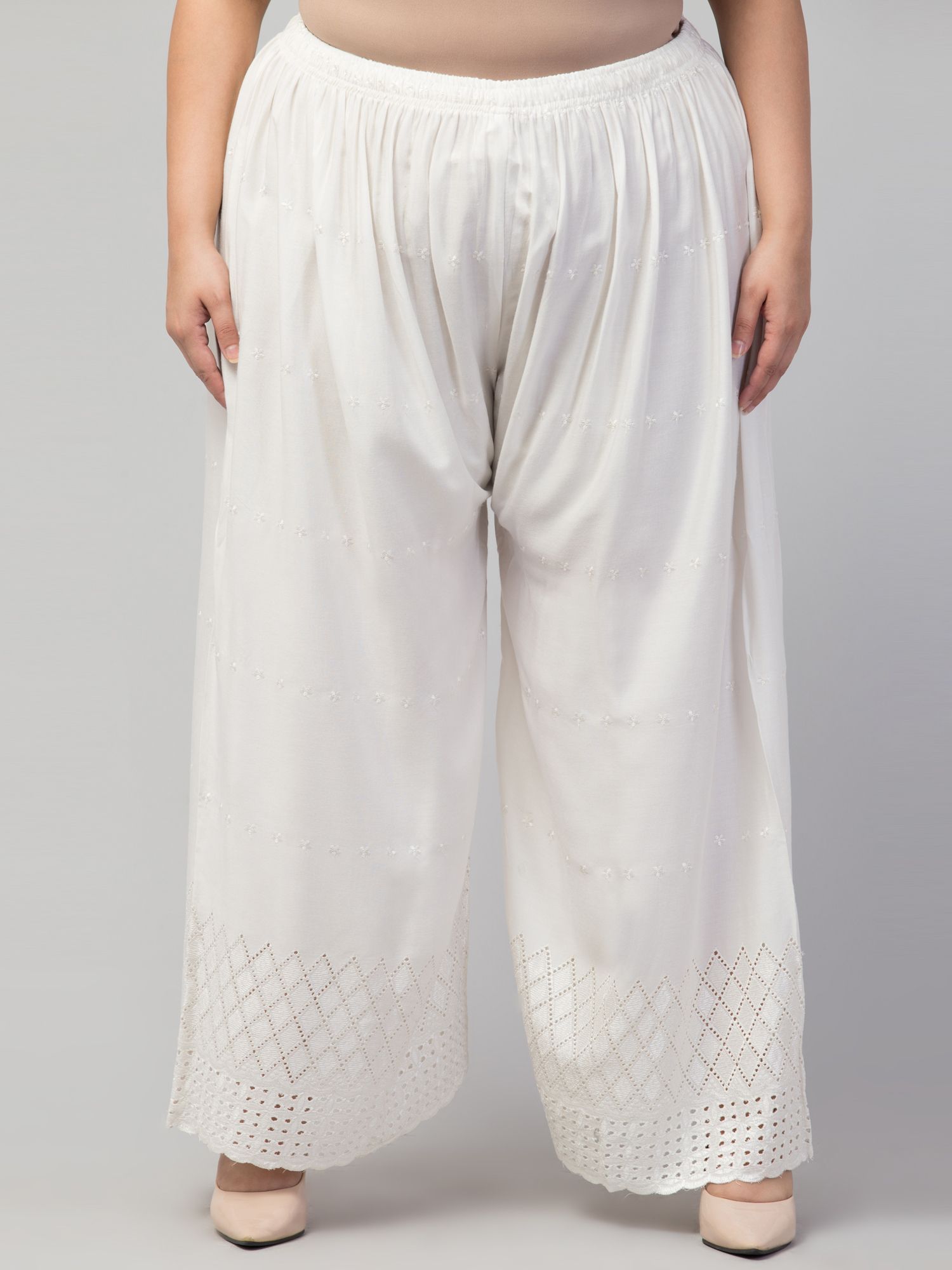 Women Relaxed White Viscose Rayon Trousers-image-36